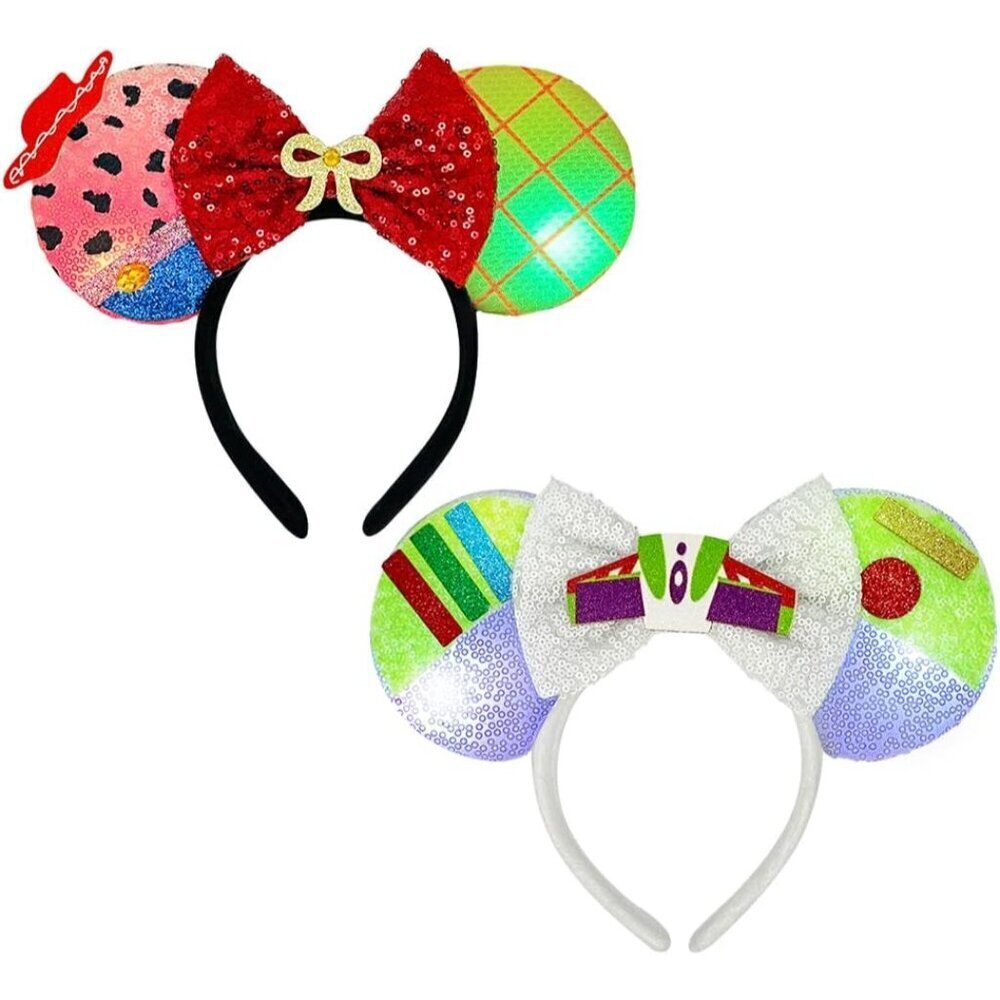 Christmas Mouse Ears Headbands LED Light Sequin Costume Accessories for Women